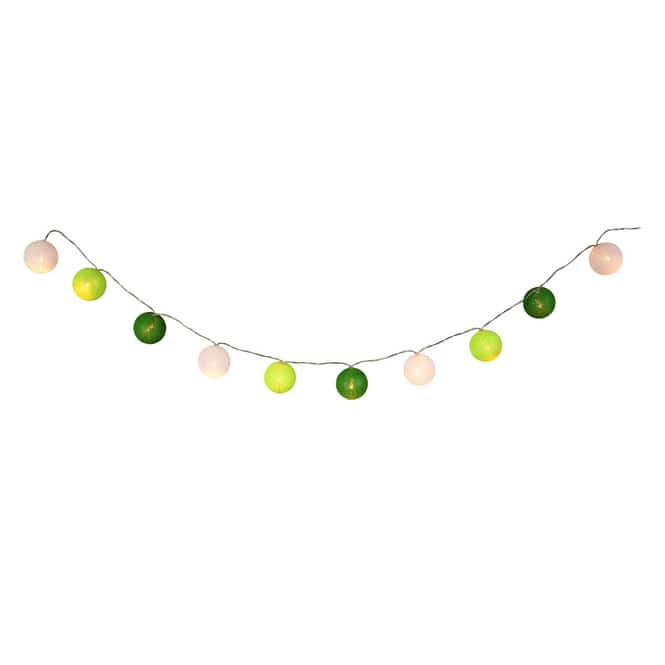 10er LED-Kugellichterkette - Ø = ca. 4 cm - grün/weiß