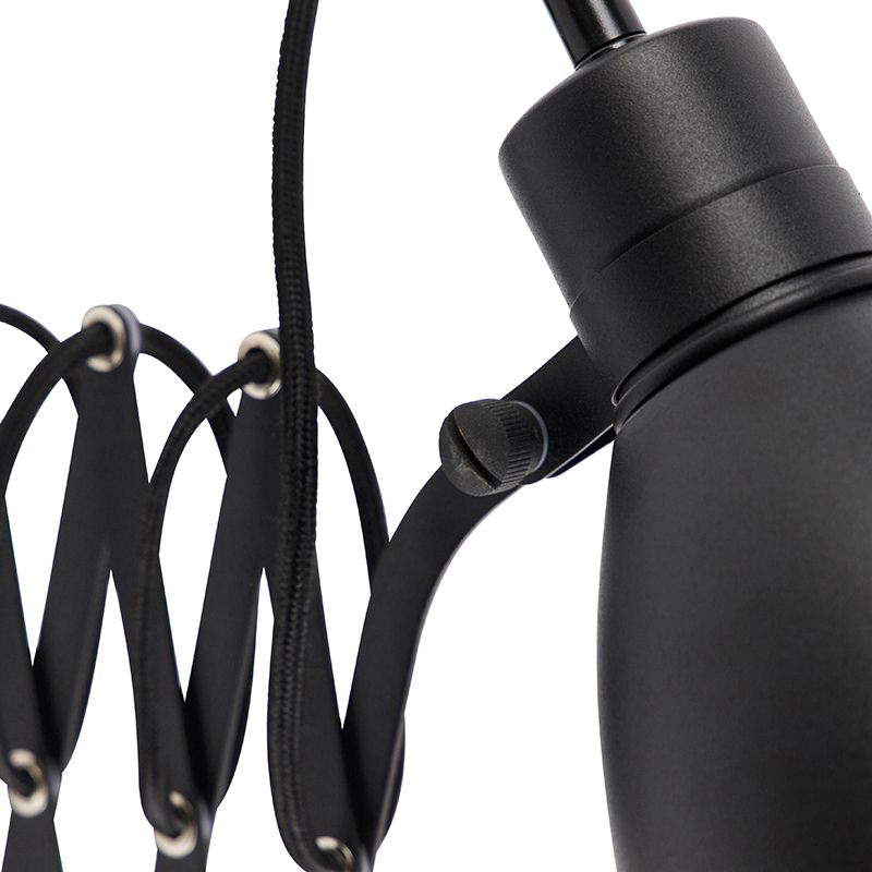 Industriële wandlamp zwart met verstelbare arm - Merle