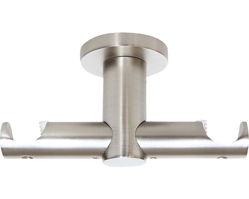 Dubbelsporige plafondbeugel voor Rivoli, RVS-look, Ø 20 mm