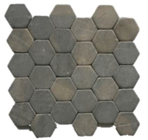 Terra d'Azur Silva Grey hexagonaal natuursteen mozaiek 30x30
