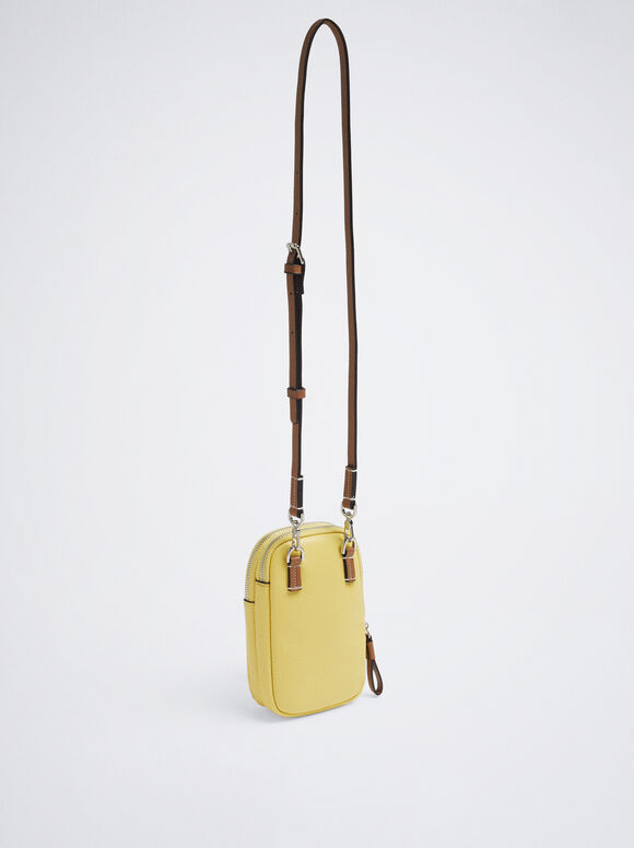 Bolsa para celular com detalhe perfurado - Amarela