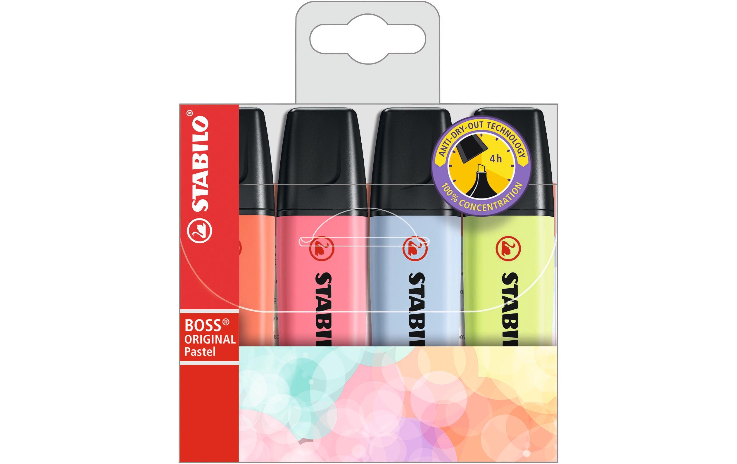 Textmarker BOSS Pastell, 4 StückTextmarker BOSS im 4er Set