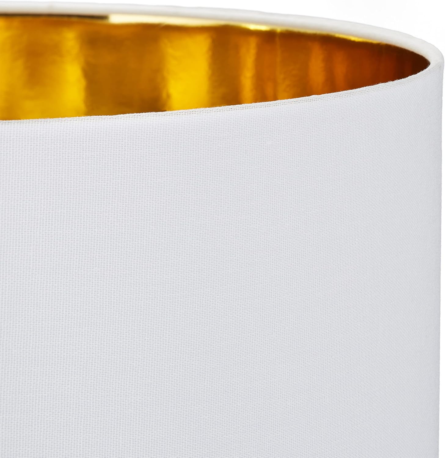 Relaxdays Dreibein Stehlampe, Tripod Lampe mit Stoffschirm, HxD 148,5 x 53,5 cm, E27 Fassung, Leinen & Metall, gold/weiß