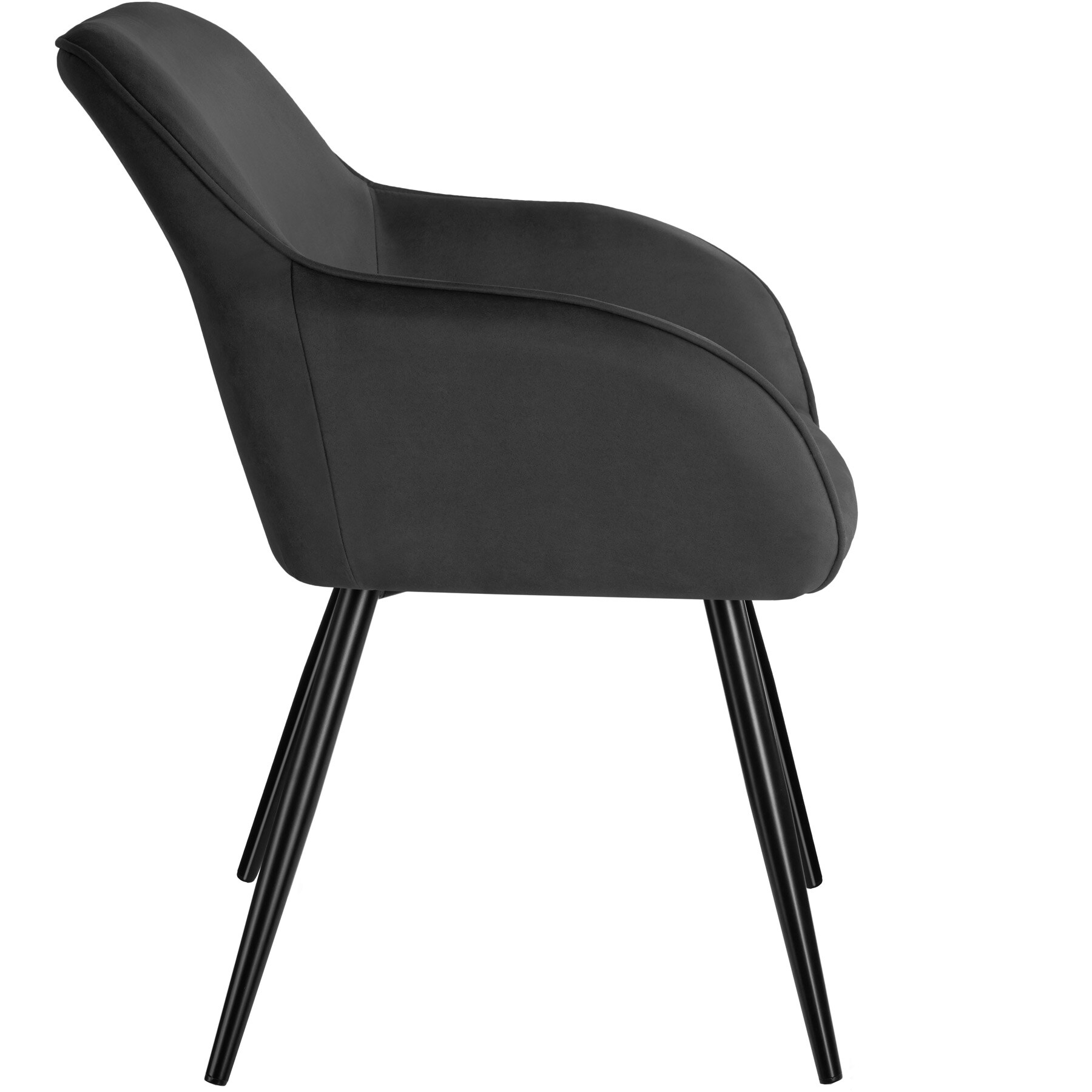 tectake® 2er Set Esszimmerstuhl, gepolstert mit Stoffbezug, schwarze Stahlbeine, 58 x 62 x 82 cm