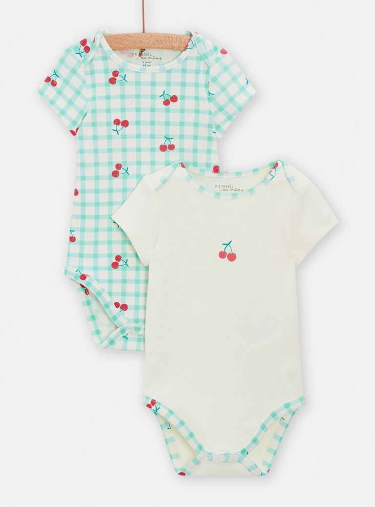 Lot de 2 body manches courtes imprimés pour bébé fille