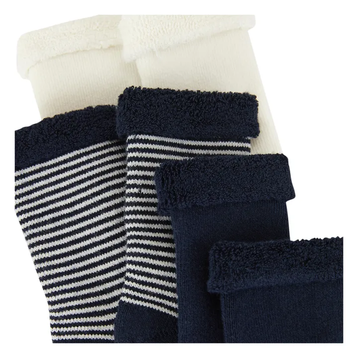 Petit Bateau Lot 3 Paires Chaussettes Coton Bio Mara | Bleu marine