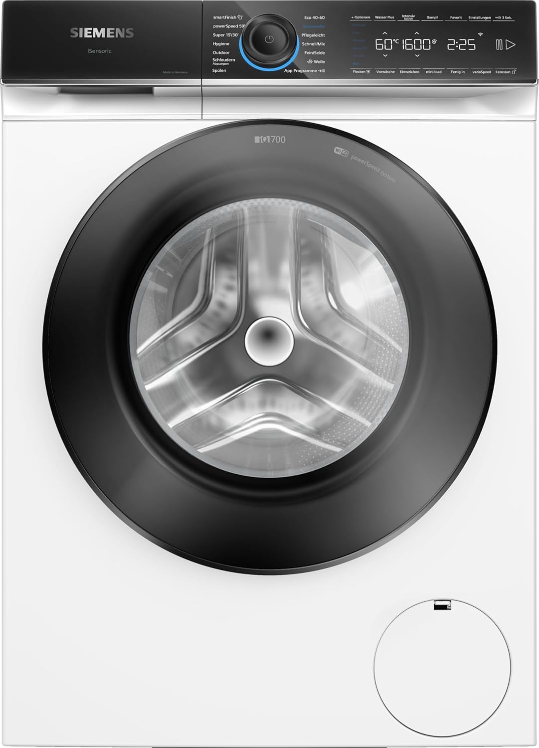 Siemens WG56B2041, iQ700, Smarte Waschmaschine 10 kg, 1600 UpM, Made in Germany, Antiflecken-System, smartFinish Bügelhilfe, schneller Waschen mit speedPack XL, Mini load für Einzelteile, aquaStop