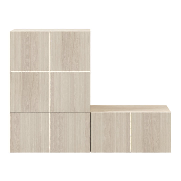 Ensemble d’armoires effet chêne portes battantes faible profondeur GoodHome Atomia H. 112,5 x L. 150 x P. 22 cm