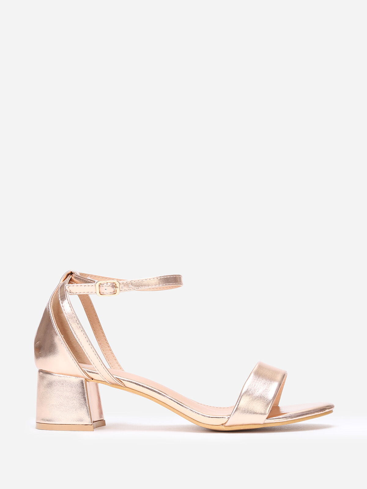 Sandales à talon carré arrondi grandes tailles- Doré rose