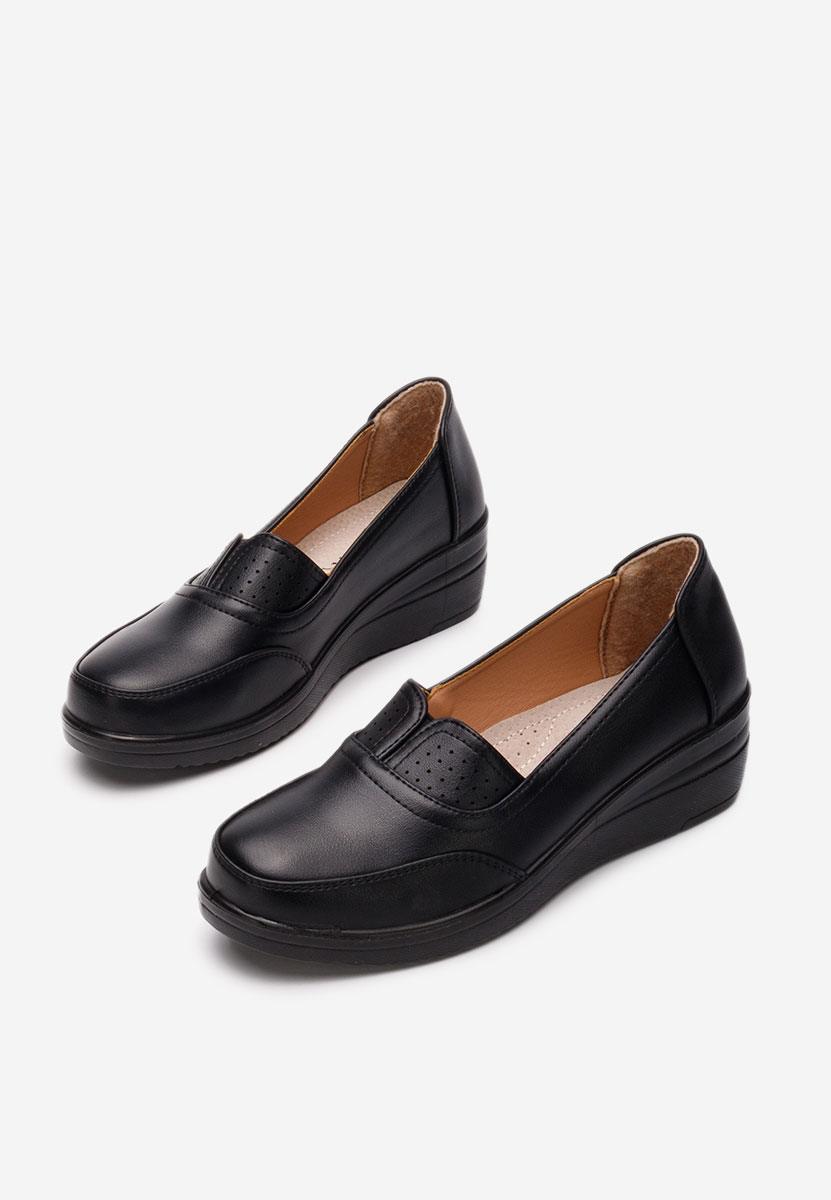 Mocassins femme à plateforme noirs Marilena