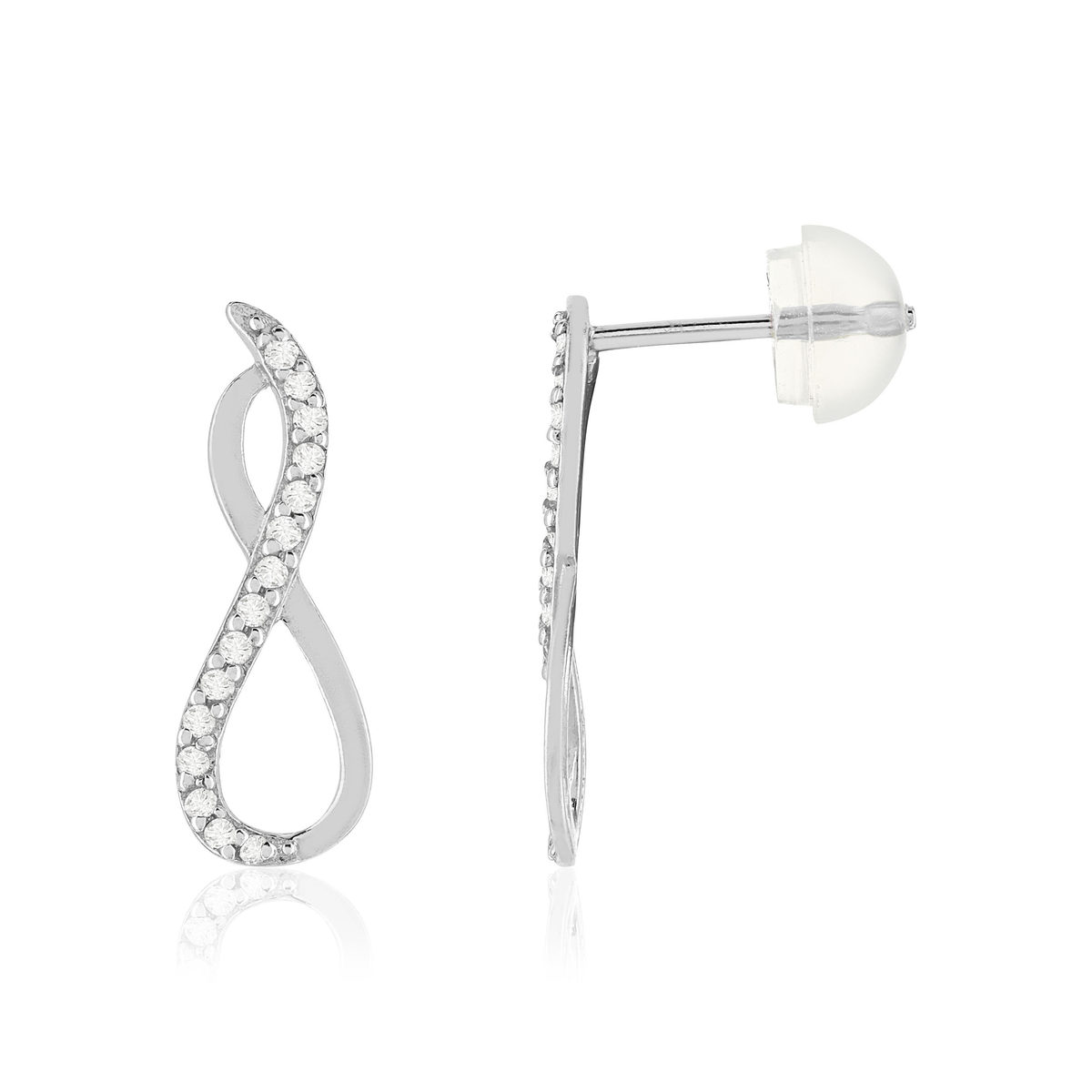 Boucles d'oreilles or 375 blanc zirconias blancs