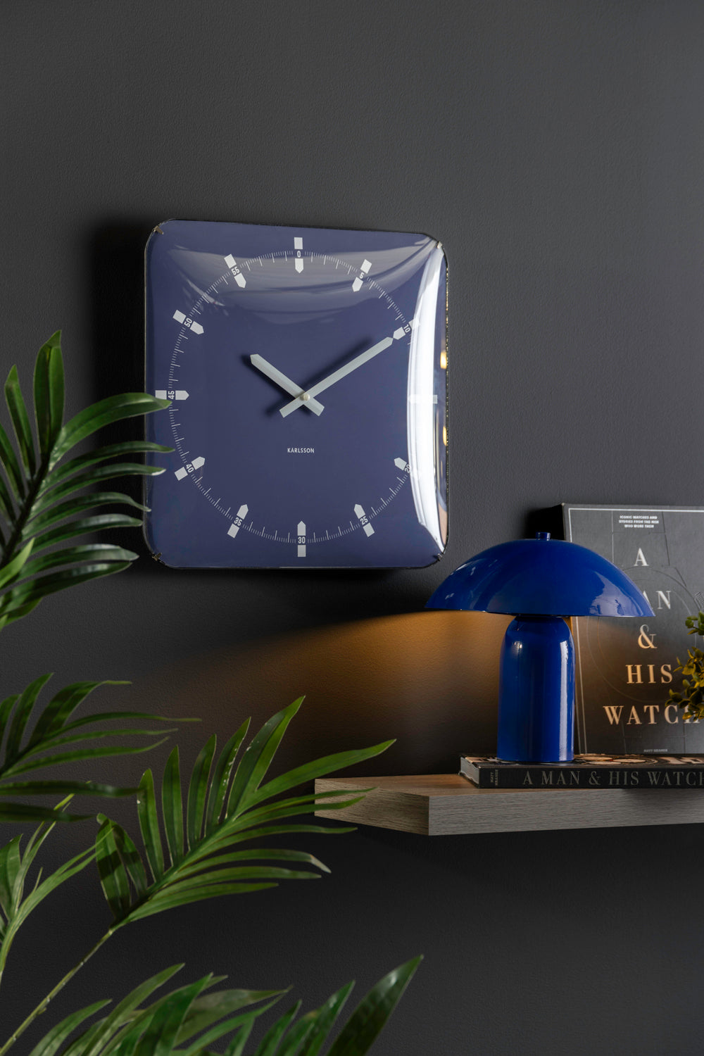 Karlsson - Wandklok Sucinto Dome Vierkant - Navy blue