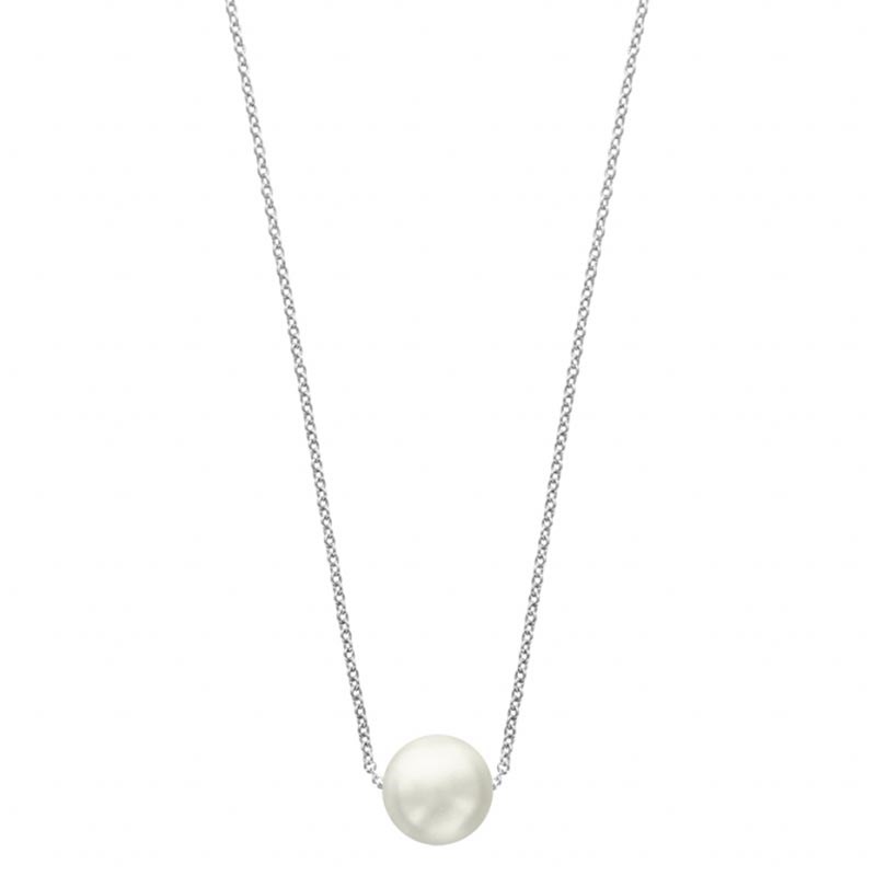 Collier argent et perle synthétique blanche