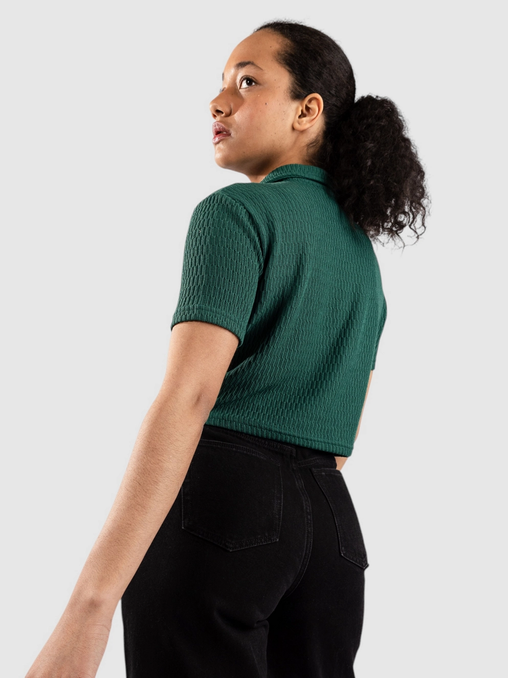 Blue Tomato Knitted Polo dark green textured
