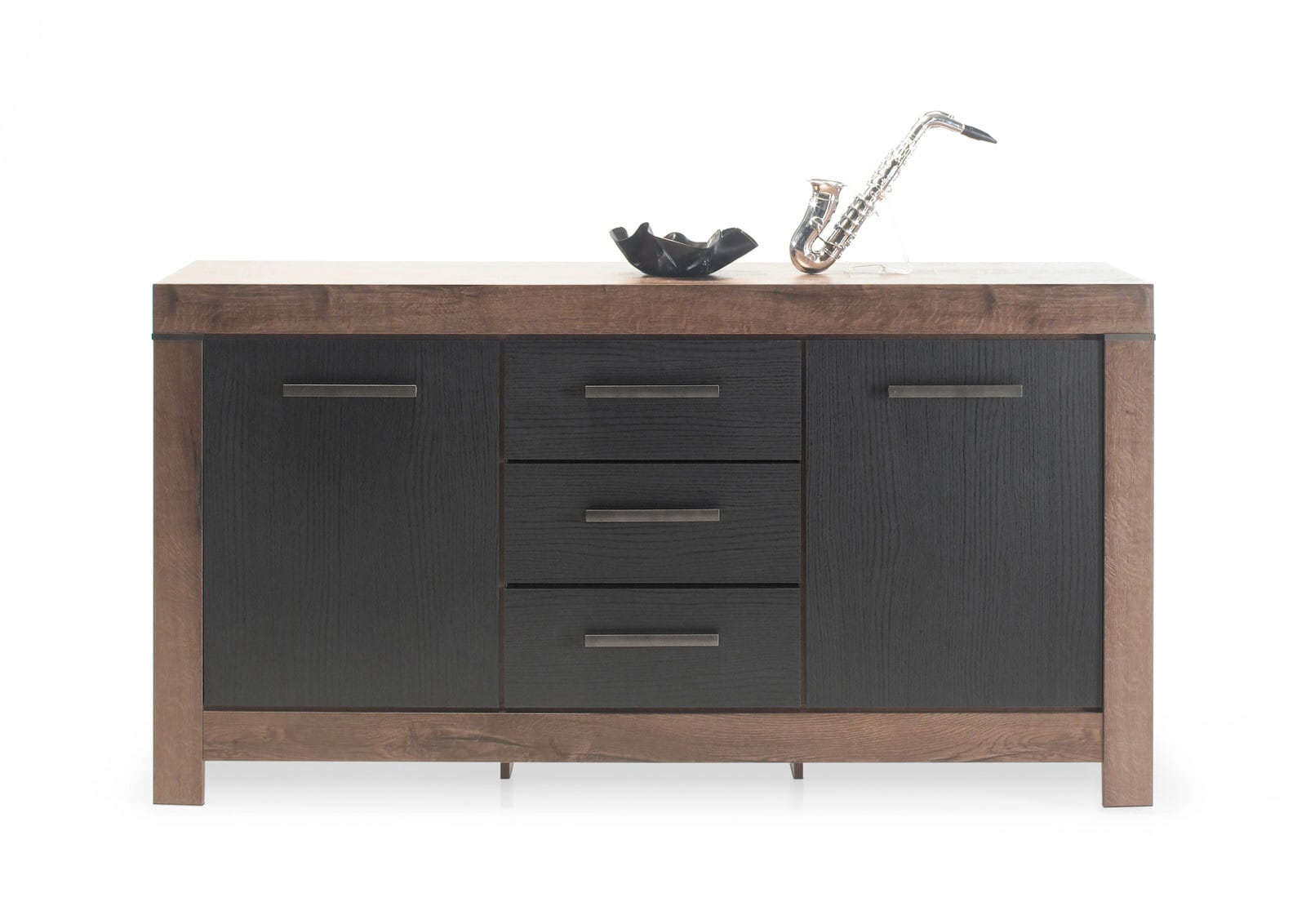 Sideboard Berlin Eiche Canyon/Eiche Schwarz Nachbildung ca. 160 x 85 x 45 cm