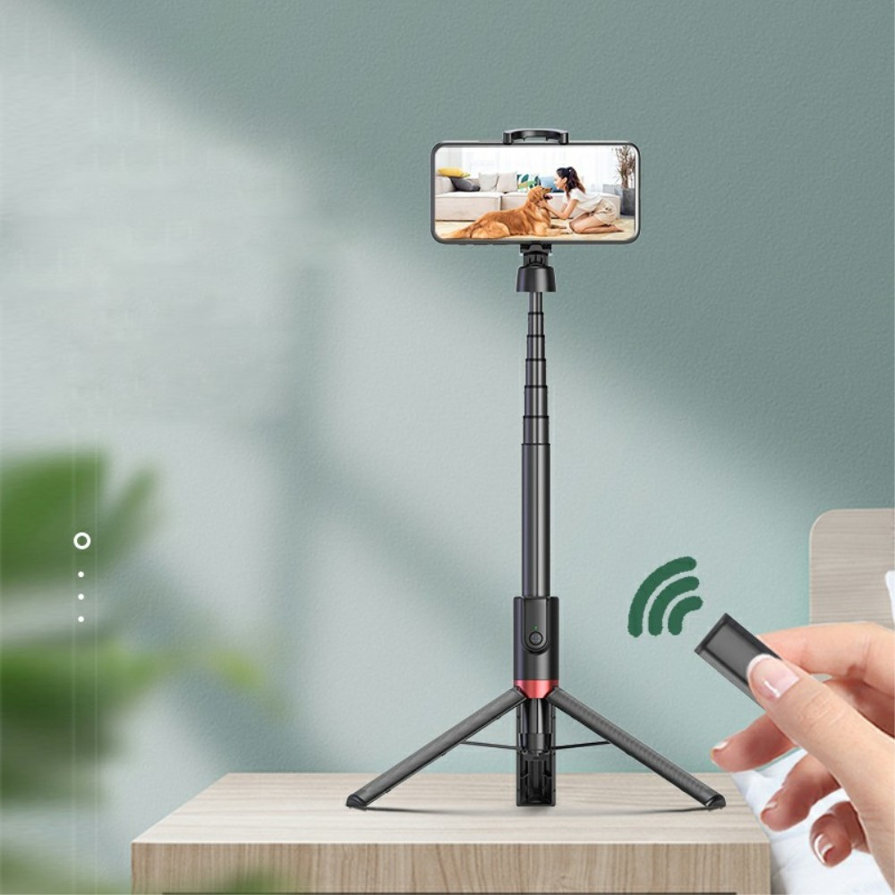 (130cm) Selfie Stick Tripod Dreibein Stativ Halterung mit Bluetooth Fernauslöser für Smartphone - Weiss / Silber