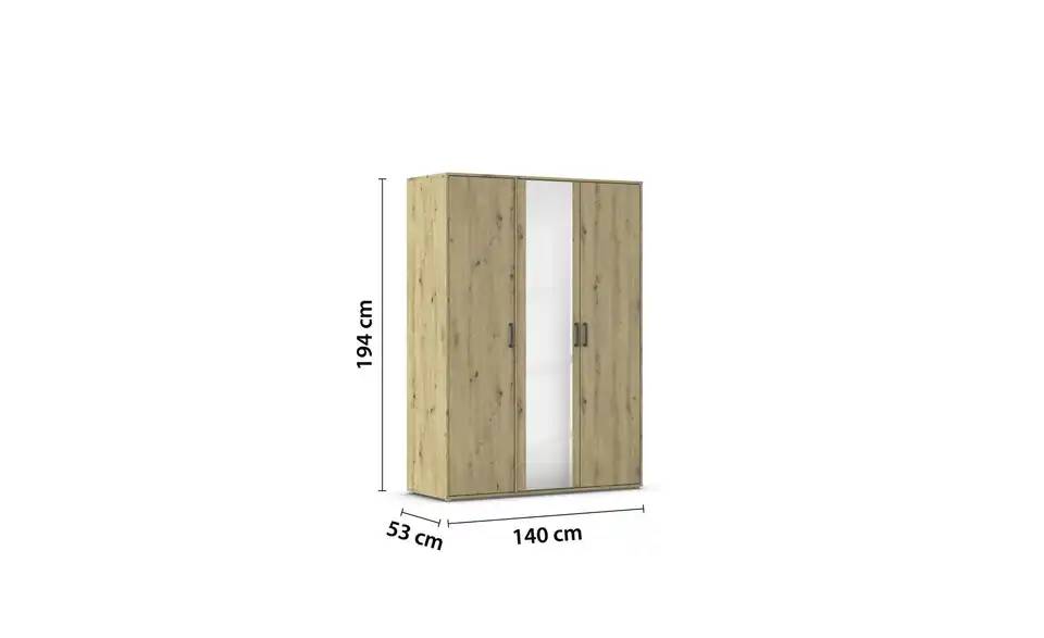 Drehtürenschrank ohne Absetzung 140 cm 3 Stück