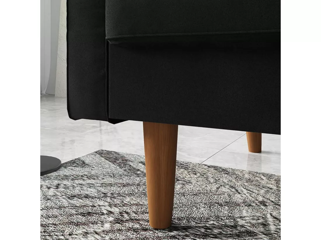 Canapé 2 places - avec 2 coussins - en Velours - Pieds en bois - pour Chambre à Coucher, Salon - 142x76x69cm - Noir