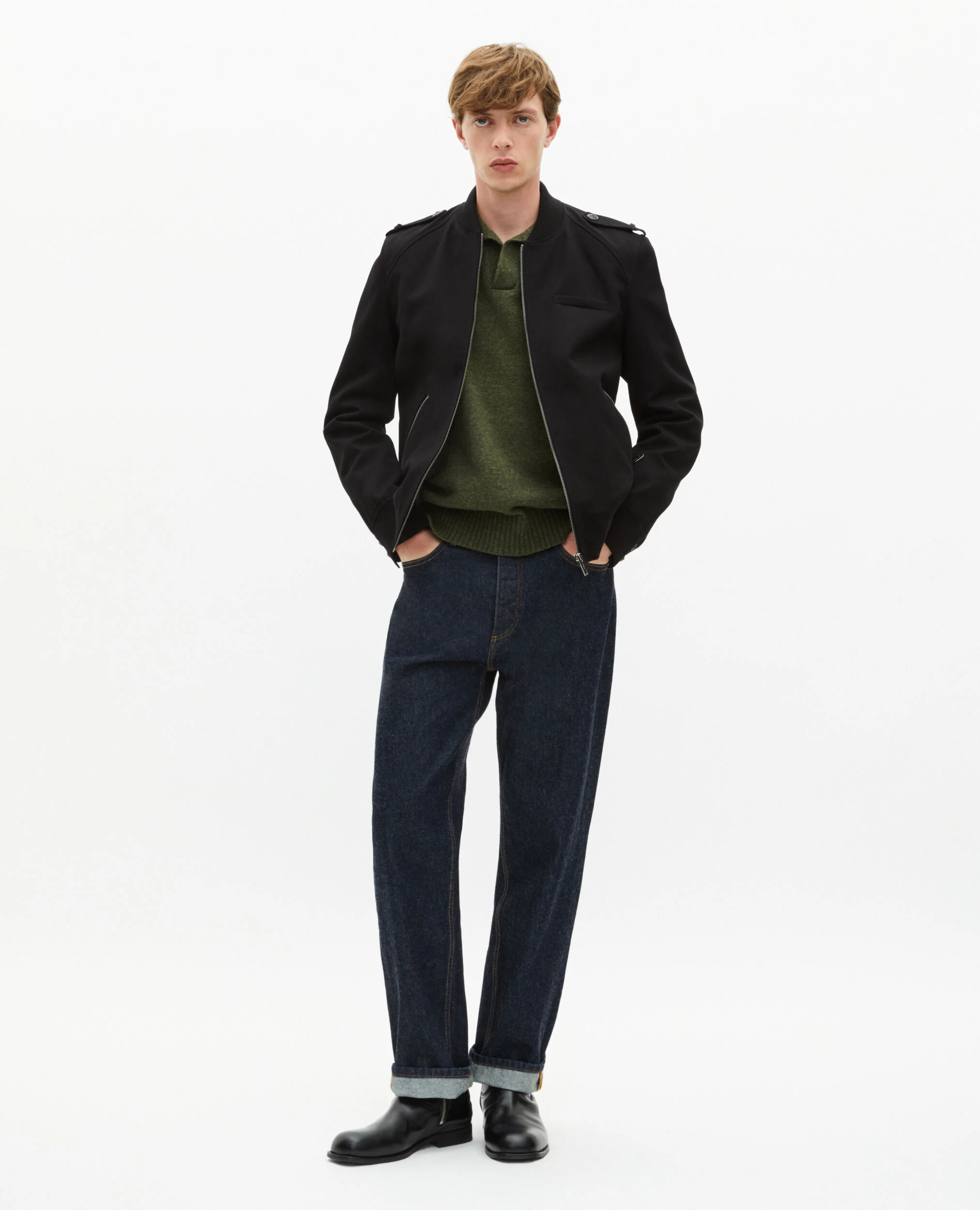 Blouson teddy en coton noir
