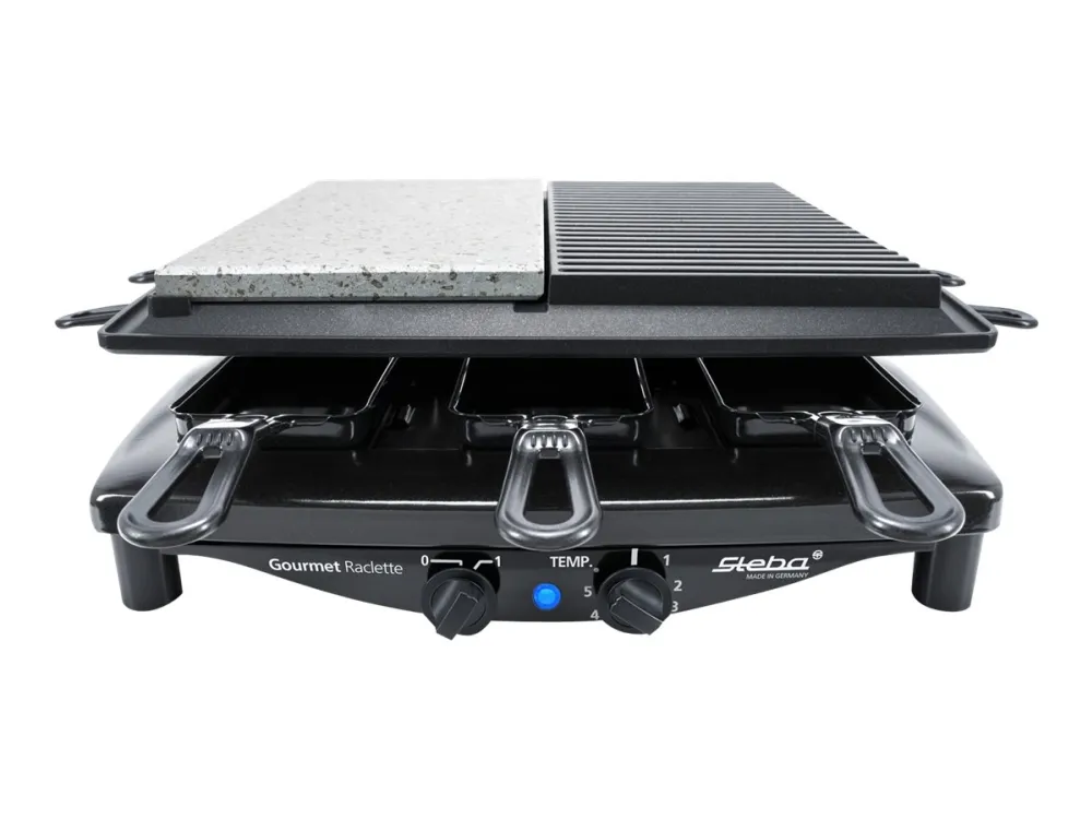 Steba RC 4 plus deluxe - Raclette/grill/varme sten - 1.5 kW - sort