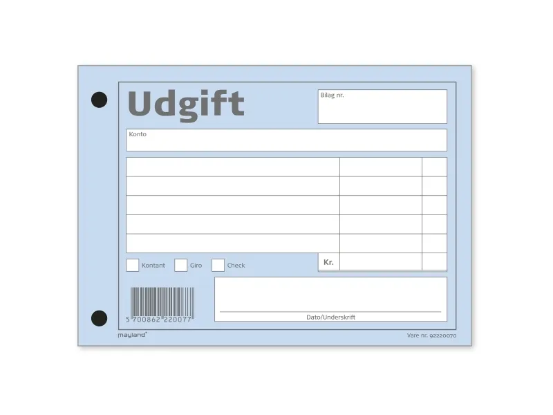 Udgiftsbilag Mayland med 100 blade