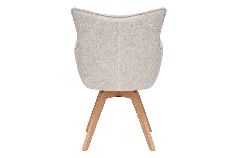Drehbarer Design Stuhl VOGUE beige natur Strukturstoff Eichenholz 360° mit Armlehne