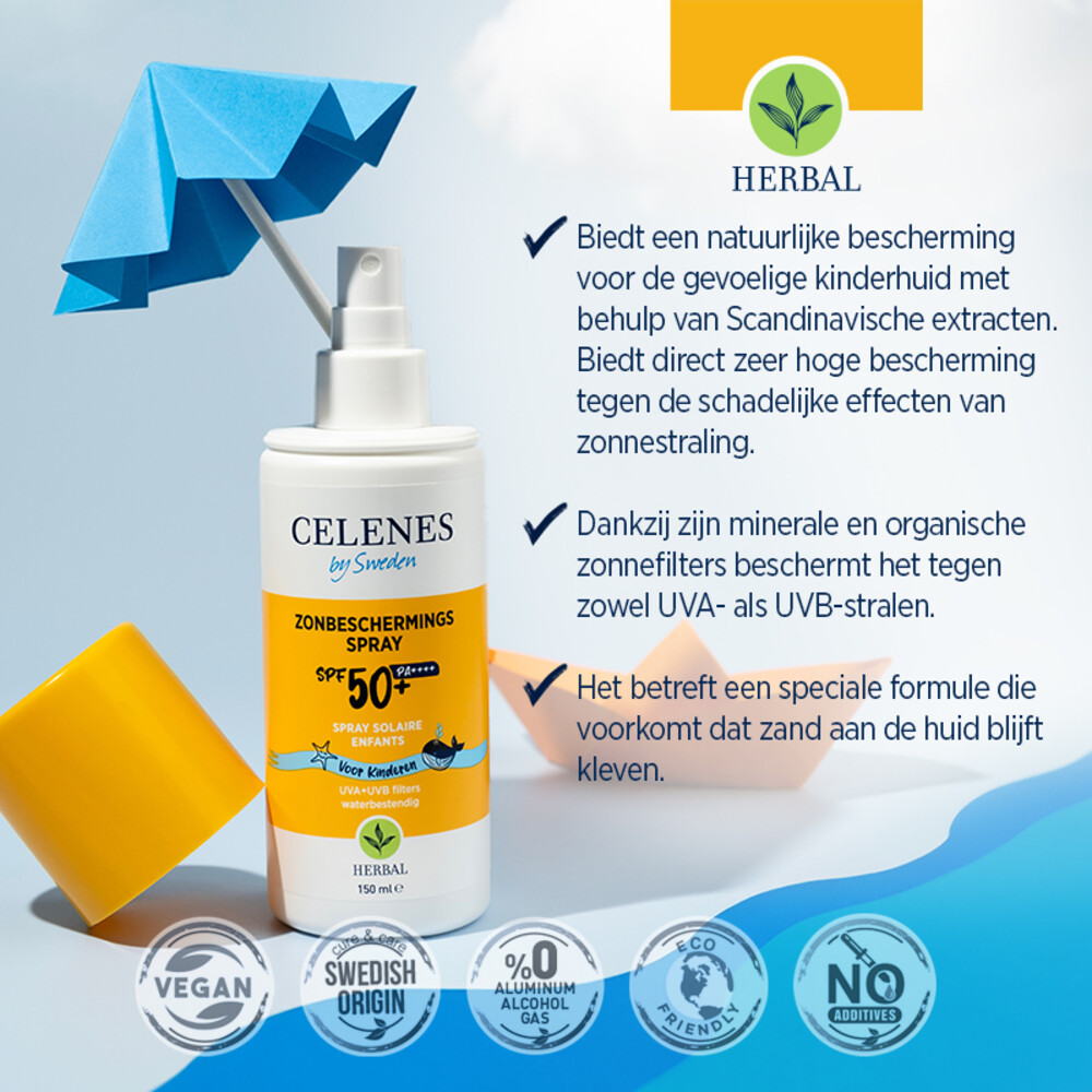 Celenes Herbal Zonnebrand Spray Kids SPF 50+ Alle Huidtypes150 ml