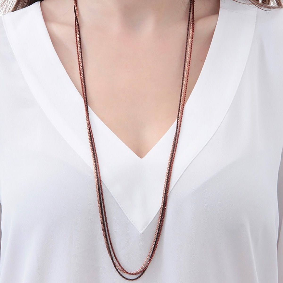 Sautoir Elden argent 3 rangs marron 3 nuancescollection Catch the Rainbow