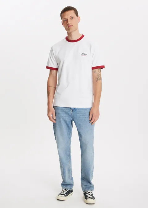 T-shirt met print blue ringer wit (WIT)
