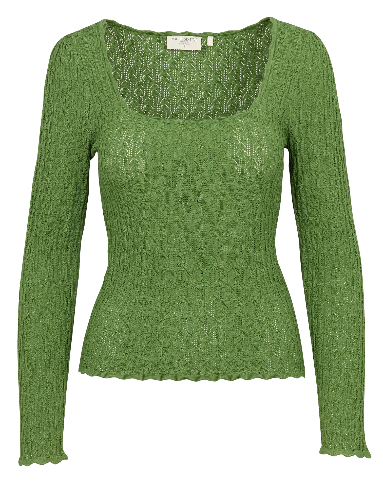 ADELOU - Pull col carré ajusté en maille | Vert