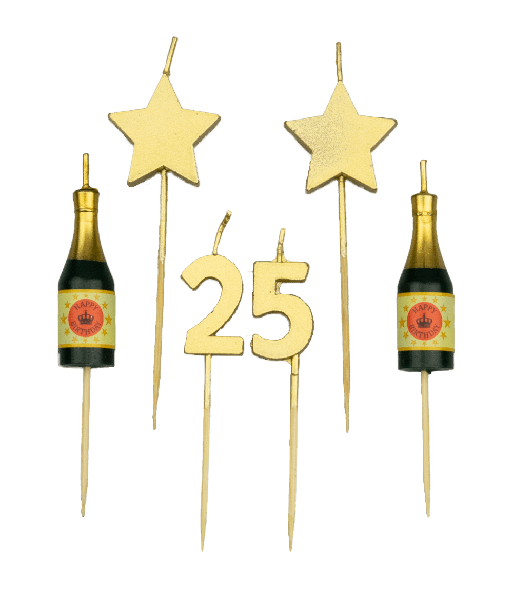 Kaarsjes 25 Jaar Champagne 17,5cm