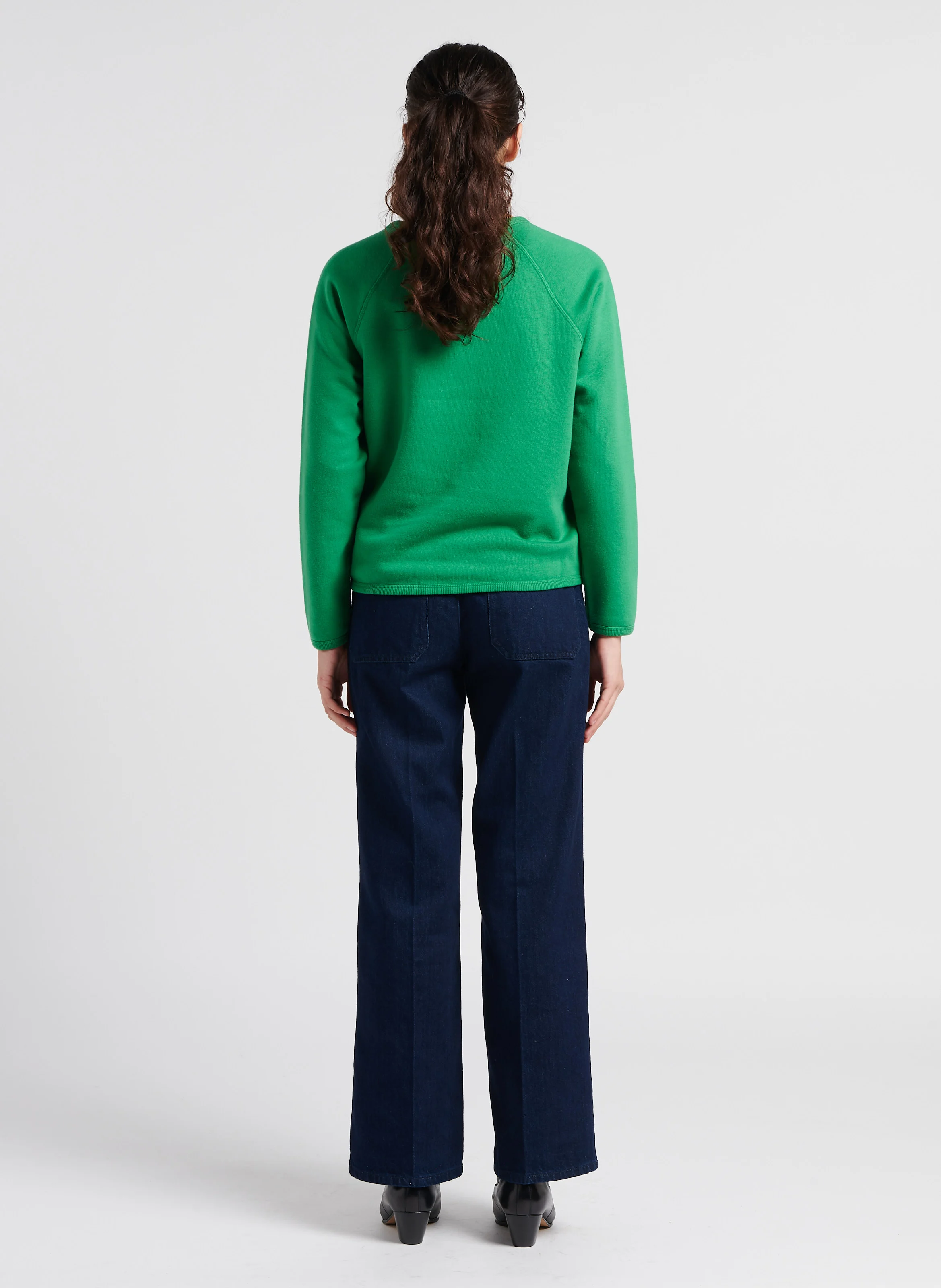 SHINE - Sweat ample col rond sérigraphié en coton mélangé| Vert