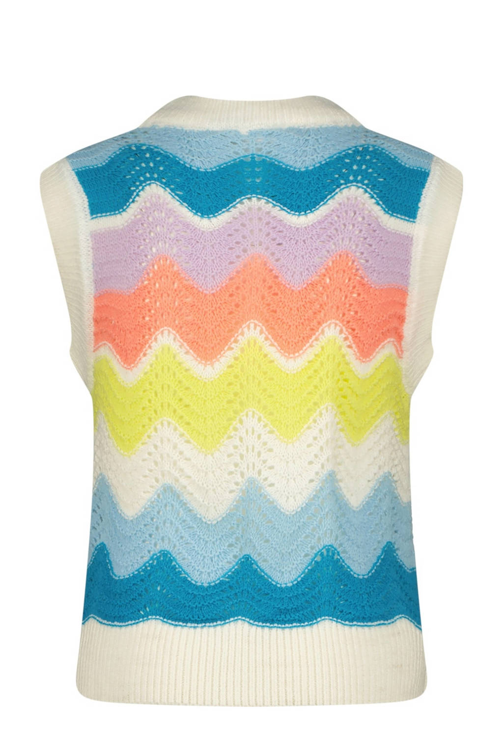 Vingino gebreide spencer blauw/offwhite/geel