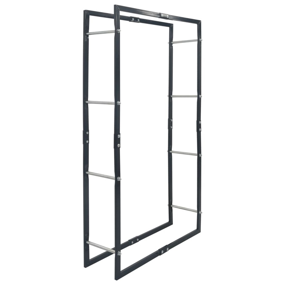 Portant de bois de chauffage noir 80x25x150 cm acier