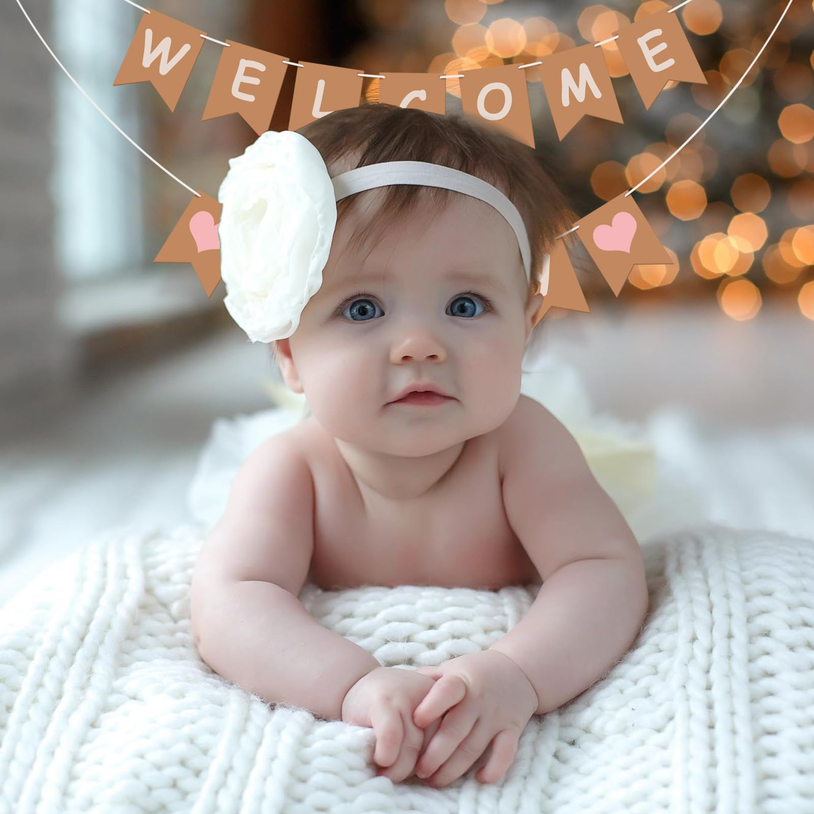 (485cm) Baby Shower Girlande Welcome Baby Gender Reveal Party Dekoration - Rosa