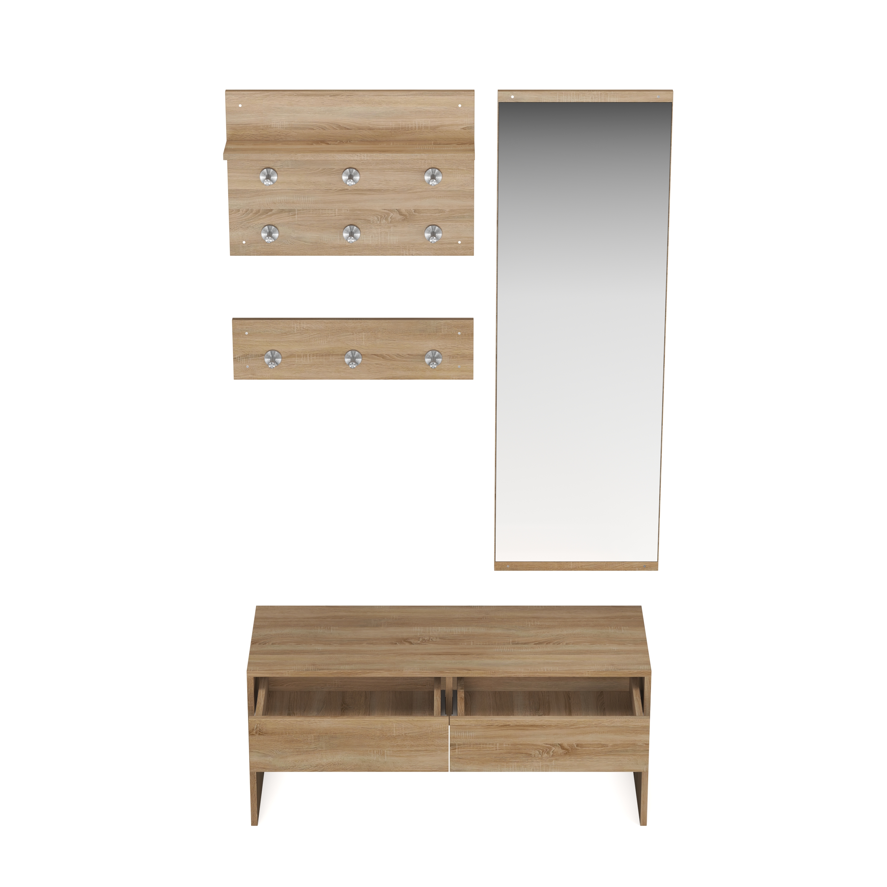 Garderobe Set JAKUB 4-teilig hellbraun
