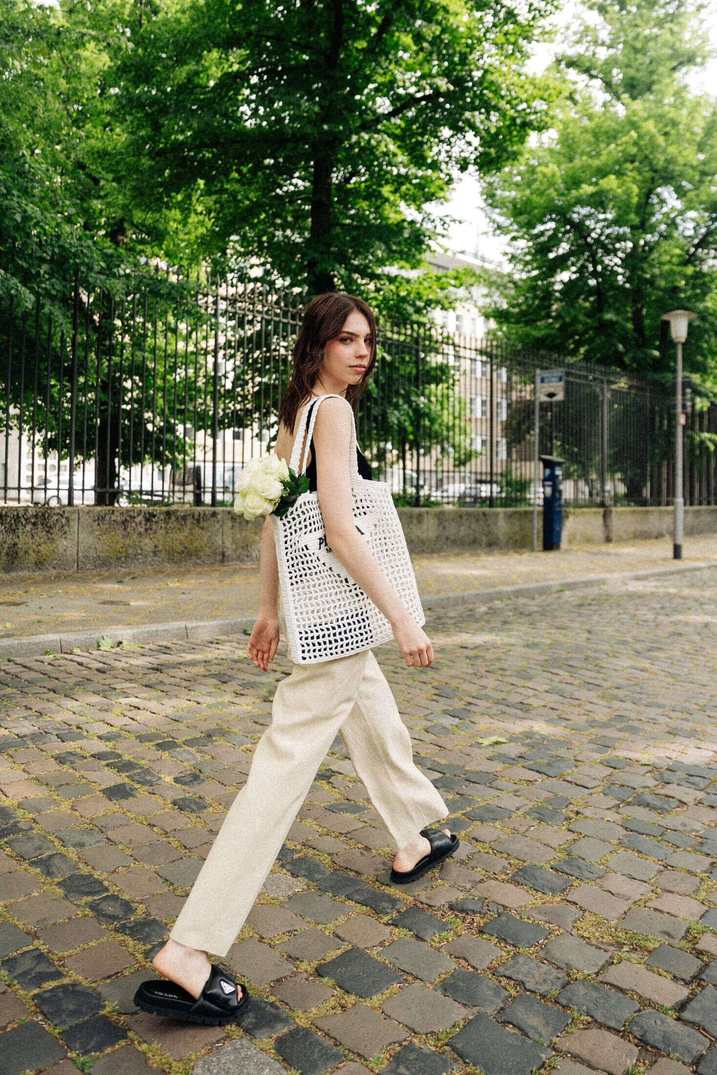 Prada| Damen Strandtasche RAFFIA TOTE