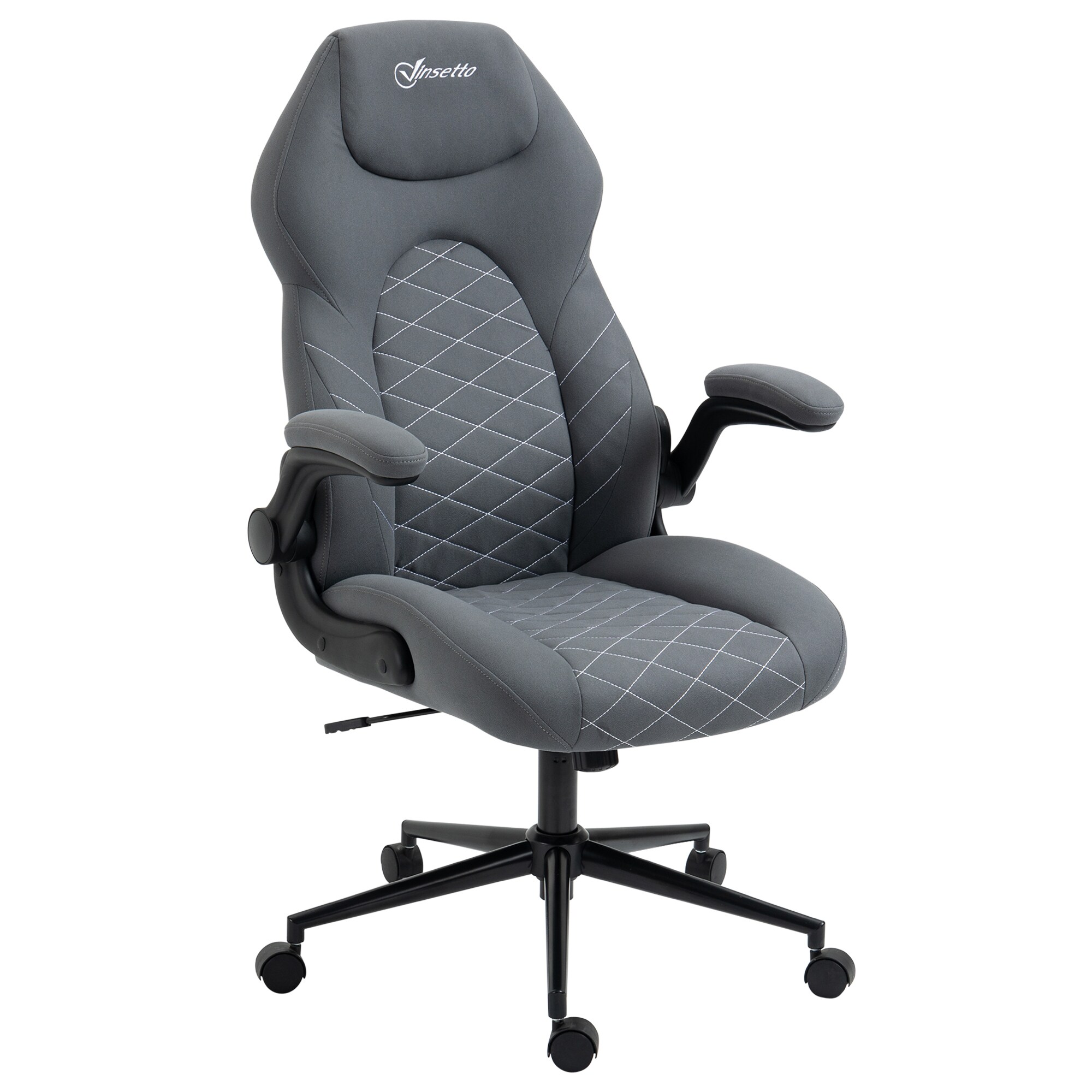 Vinsetto Bürostuhl mit Kopfstütze und Armlehnen grau 65,5L x 69,5B x 112-122H cm