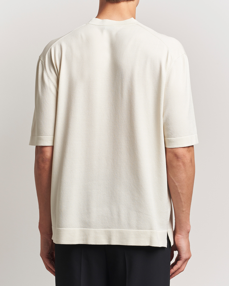 BOSS BLACK Jervaiso Cotton/Silk Knitted T-Shirt Open White