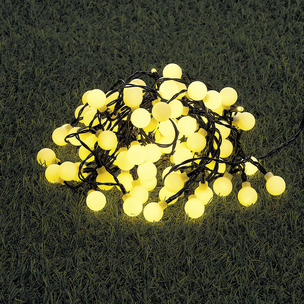 Guirlande électrique int/ext 96 LED boule blanc chaud 7,6 m