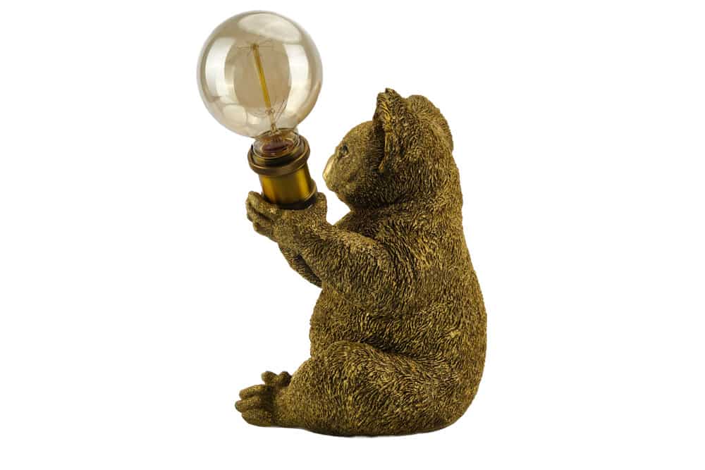 Handgefertigte Tischlampe KOALA 35cm gold Skulptur