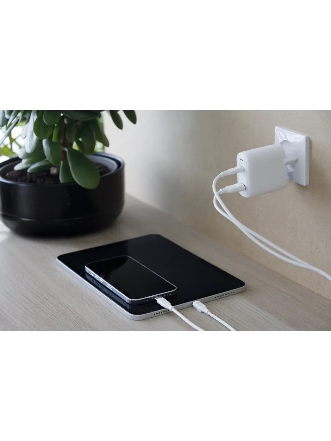 (65W) USB C / USB A GaN Ladegerät Netzteil PD (CI65EUWH7100) - Weiss