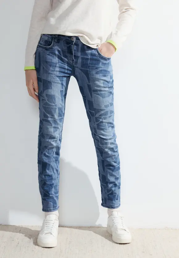 Laserprint Casual Fit Jeans - mid blue wash