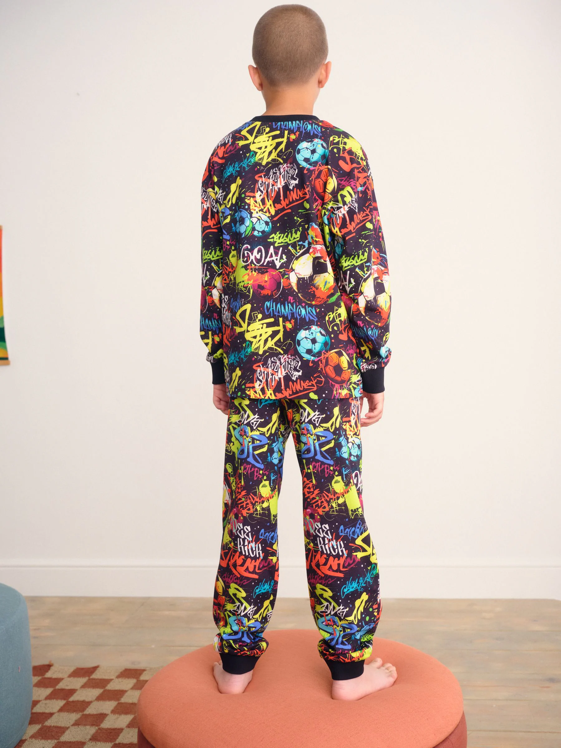 Zwart GRAFITI - Pyjama met lange mouwen en pijpen (3-16jr)