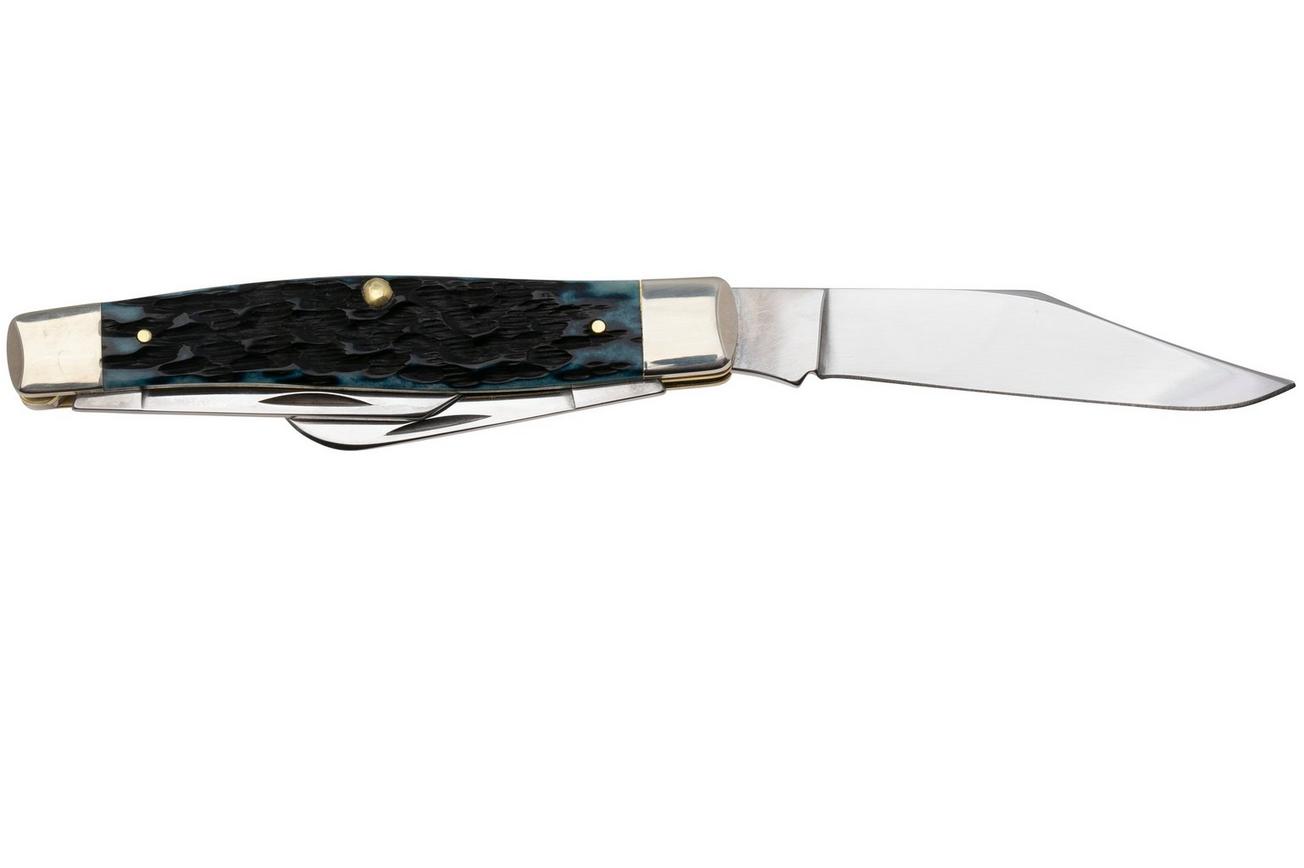 Case Large Stockman 51861 Peach Seed Jig Pocket Worn Mediterranean Blue Bone 6375 SS, zakmes