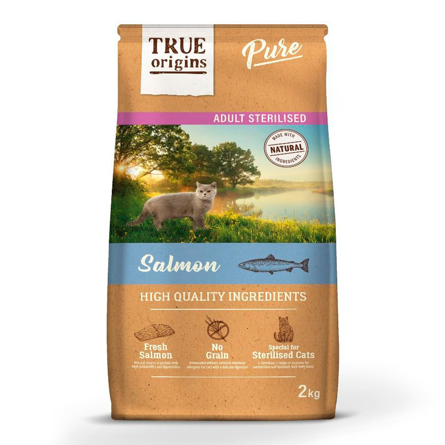 300g de Alimento para Gatos Adultos True Origins Pure com Salmão Esterilizado e Sem Grãos