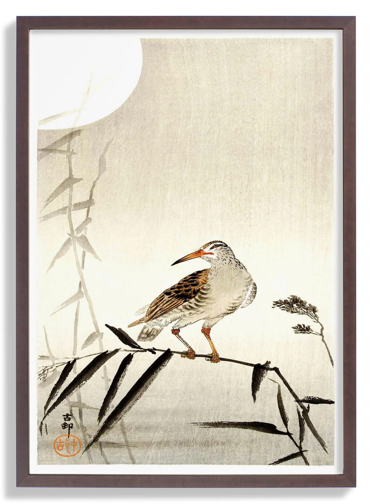 Schwarzer Reiter auf Bambus von Ohara Koson
