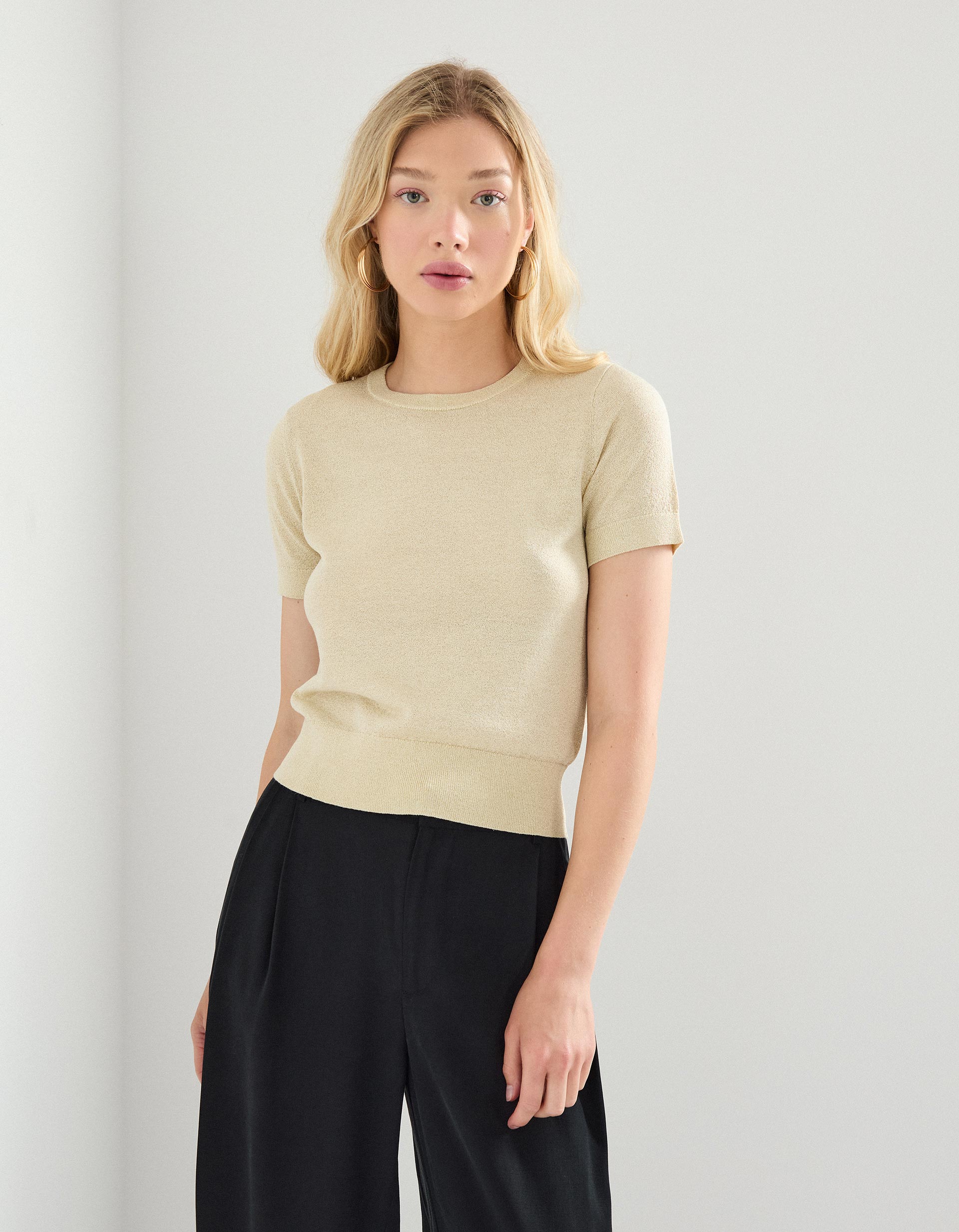T-shirt Lurex, Mulher, Dourado