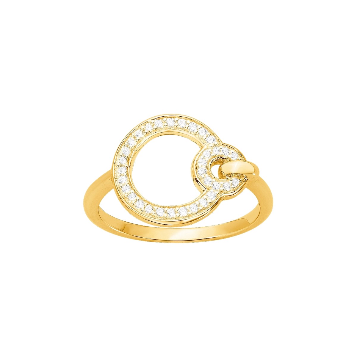 Bague en Plaqué Or avec oxyde de zirconium blanc