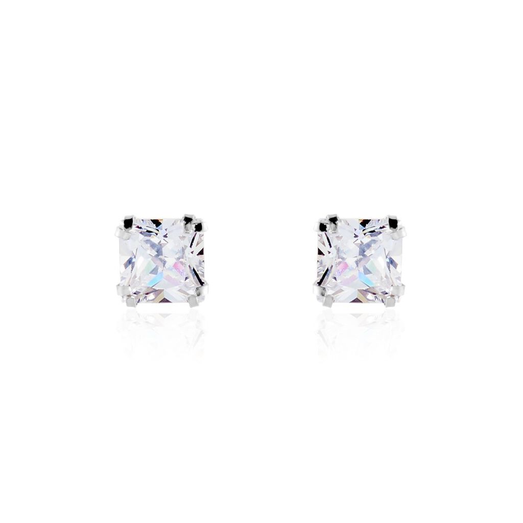 Boucles D'oreilles Puces Or Blanc Doreen Oxydes De Zirconium